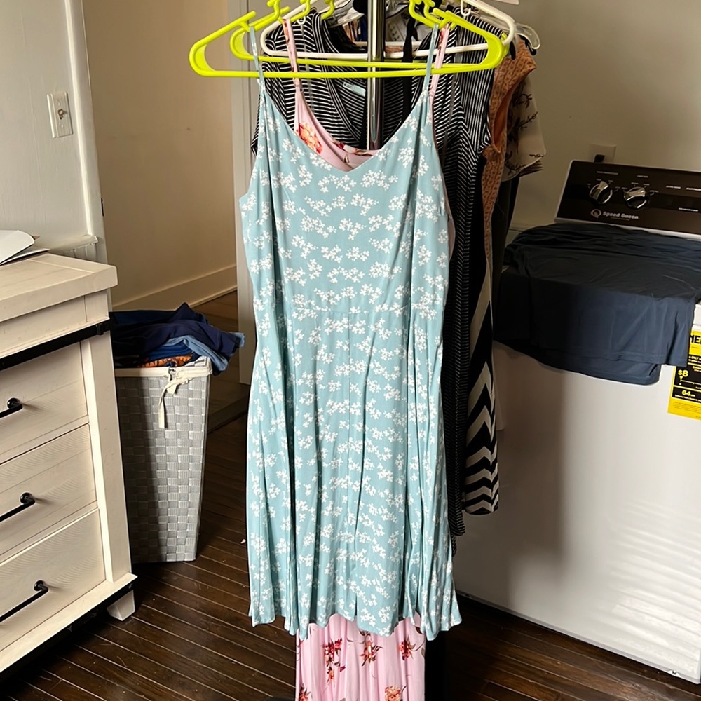 GAP blue floral fit and flare dress